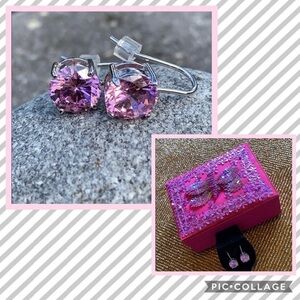 Pink Topaz Earrings and Jewelry box set. Earrings are new with tags.